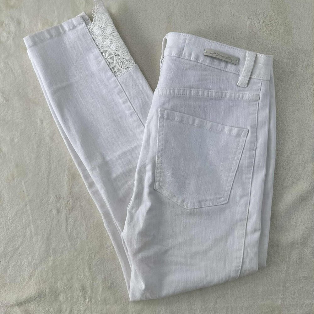 Soft Surroundings White Lace Ankle Jeansβ - Picture 2 of 15